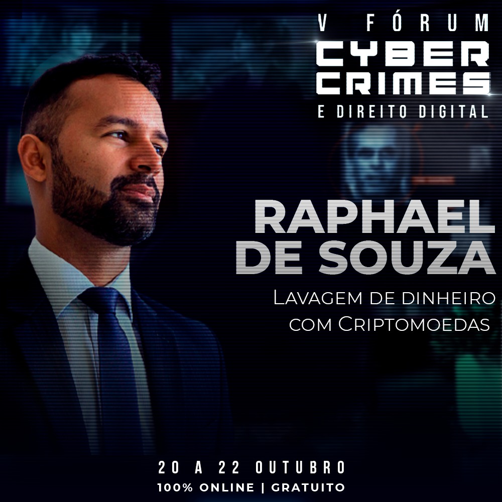 banner de evento sobre lavagem de dinheiro com criptomoedas com palestra ministrada por Raphael Souza